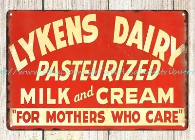 Wall Art Garage Shop Wall Decor Lykens Dairy Milk & Cream Metal Tin Sign • $18.96