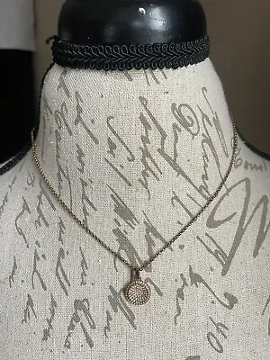 Signed Michael Kors Rose Chain Necklace And Jeweled Circle Pendant • $19.95