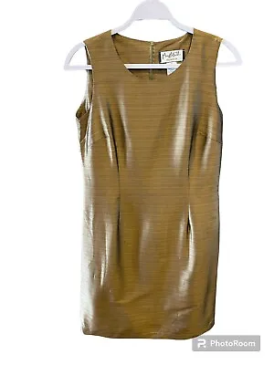 Mary McFadden 100% Silk Dress Bronze Sleeveless Designer Sheath Size 10 FLAW • $29