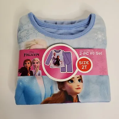 Disney Frozen Sz 2T Toddler Girls 2 Piece Pajama Set Disney Elsa Anna • $12