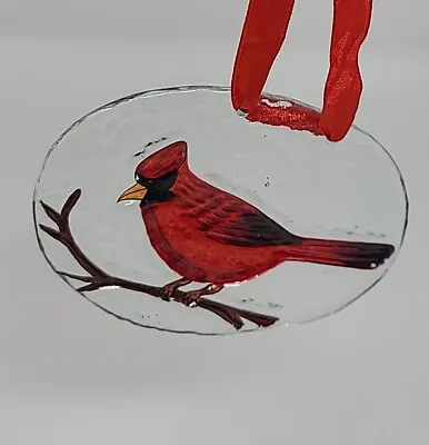 Glass Cardinal Xmas Ornament • $10.80