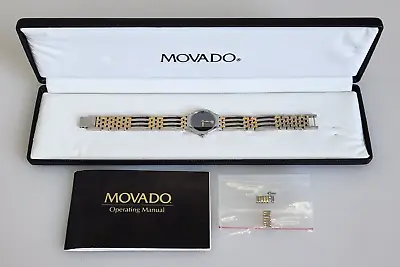 Movado Esperanza Two-Tone Silver Gold Black 23mm Women's Swiss Watch 84-25-811.4 • $119.95