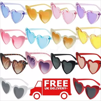 Retro Heart Shaped Sunglasses Women's Sunglasses Festival Hen Party Accessories • £4.99