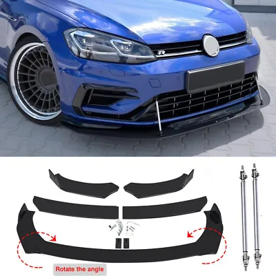 Front Bumper Lip Spoiler Splitter+Strut Rods For VW Golf MK7 GTD GTI MK6 MK5 MK4 • $69.13