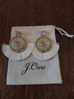 J.CREW White Rope Fan Appliqué Fringe Earrings • $9