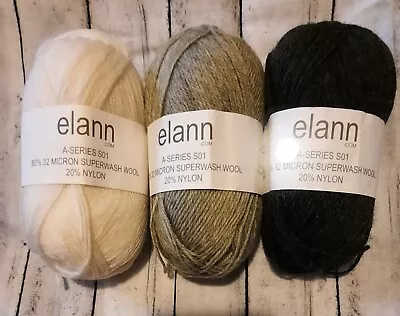 Elann Superwash Wool Blend Yarn Lot 3 Different Colors  SZ 1 50g/163 Yds Ea. • $14.99
