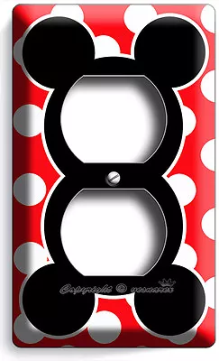 Mickey Mouse Ears Red Polka Dots Baby Nursery Light Switch Outlet Wall Plate Art • $17.99