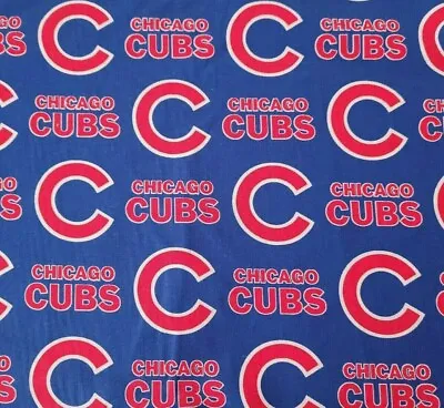 Chicago Cubs Baseball BTY Fabric Traditions 58  Wide On Blue MLB • $9.99