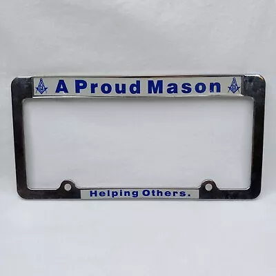 Vintage Freemason Masonic License Plate Frame A Proud Mason Helping Others • $14.99