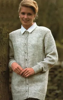 Ladies Easy Knit Classic Cardigan Knitting Pattern 4ply DK Aran Chunky 32-46  24 • £2.09