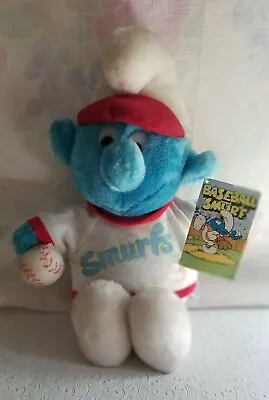  Vintage 1982  12  Baseball Smurf Plush Brainy • $24.50