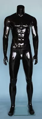 5 Ft 9 In Tall Male Headless Mannequin Muscualr Body Shape Glossy Black STM051HB • $319.95