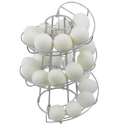 Chrome Helter Skelter Spiral Kitchen Egg Stand Holder Storage Basket For 18 Eggs • £7.75