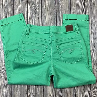 Justice Jeans Youth Girls Size 12S Cropped Skinny Green • $9.99