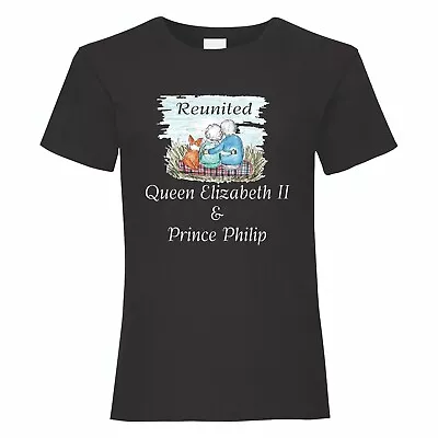 Queen Elizabeth II Reunited Black T-Shirt / RIP 1926-2022 Your Majesty. • £11.49