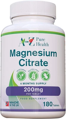 £4.99 • Buy AtoZ Pure Health Magnesium Citrate 200mg 180 Tablets Fatigue Muscle Bone Health