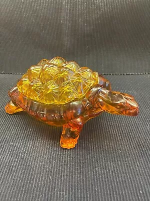 Vintage LG Wright Glass Amber Knobby Back Large Turtle Covered Dish • $134.99