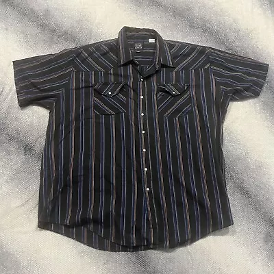 Vintage Rock Creek Ranch Shirt Mens 3XL Black Pearl Snap Button Down Western Big • $15.95