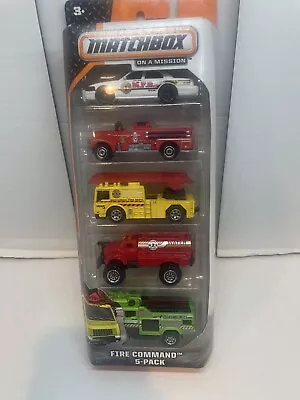 Matchbox Set NEW Fire On A Mission Fire Command 5 Pack 2013 Airport Water EMS • $6