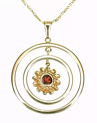 14K Yellow Gold Double Circle/sun Flower At Center Chain 18 L Necklace 6.2 Gram • $298