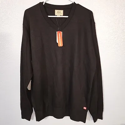 Ecko Unltd Pullover Sweater Men's XL Black V Neck Acrylic Elbow Patch NWT • $16.99