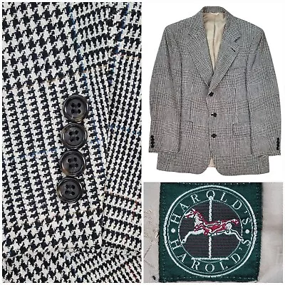 Vintage Tweed Sport Coat Men 40R Gray Houndstooth Blazer Bespoke Suit Jacket • $49.99