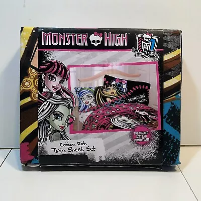 Monster High TWIN SHEET SET Fully Charged Cotton Blend - Flat/Fitted/Pillowcase • $39