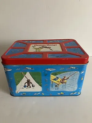 Curious George Blue Large Tin/Box & Lid; Storage; Vintage 1998 UNIVERSAL • $17.99