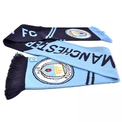 Manchester City  Vertigo  Blue Acrylic Scarf Knitted Officially Licensed • $29.95