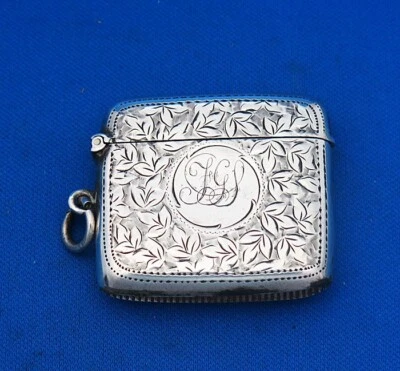 $37.66 • Buy Antique Match Safe, Foliate Design, Sterling, 1897 Birmingham Hallmarks, Vesta