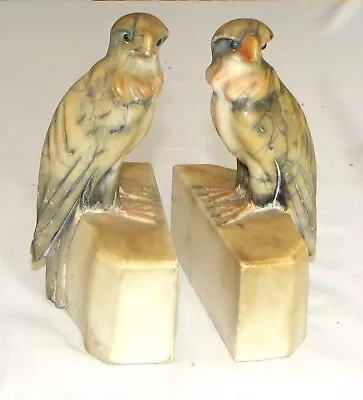 Alabaster Stone Bookends - Birds - Made In Italy - 6 X 5 X 2.1/2 Ins. Signed • $89.88