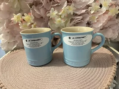 2 Le Creuset Stoneware Mugs Sky Blue 400mls Matching • £24