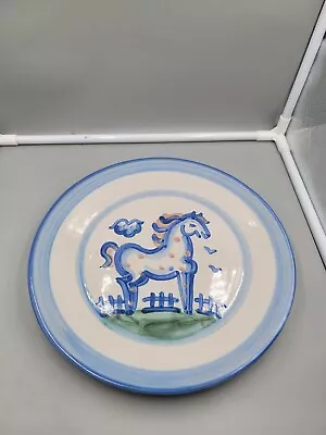 M.A. Hadley Pottery Hand Painted Folk Art Country 11  Horse DINNER PLATE • $20