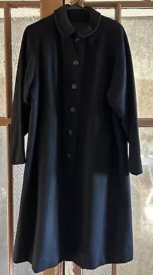 VINTAGE Ladene Women’s MEDIUM 42” Bust 100% Cashmere Black Long A Line Coat GVC • $49.99