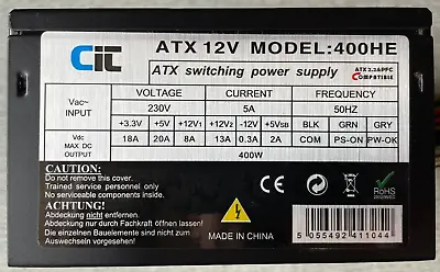 CiT ATX 12V 400HE 400W Power Supply Desktop PC • £13.99