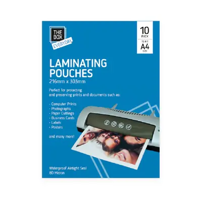 Pack Of 10 A4 Laminating Pouches 80 Microns Hot Laminator Paper Home/Office • £3.39