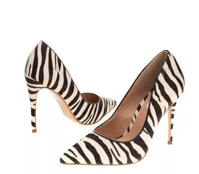 STEVE MADDEN Daisie Pony Hair Court Shoes EU 40 UK 7 US 9 Zebra Pattern Rrp £165 • £55