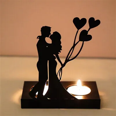 Iron Sculpture Candlestick Ornament Wedding Decoration Anniversary Couples Gift • £9.05