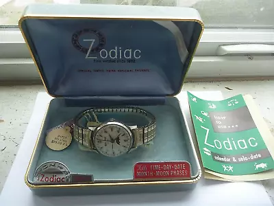 Zodiac Moon Phase Watch 1959 With Case And All Original Paperwork 75th Jubilee • $499