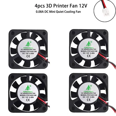 £11.99 • Buy 4PCS Quiet Silent Cooling Fan 12V 40mm Fan 0.08A DC For 3D Printer DVR Repair UK