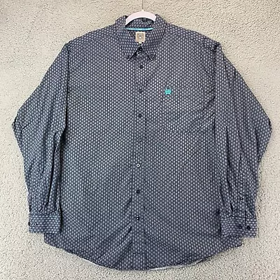 Cinch Adult Large Blue Geometric Print Western Long Sleeve Button Up Shirt Mens • $15.30