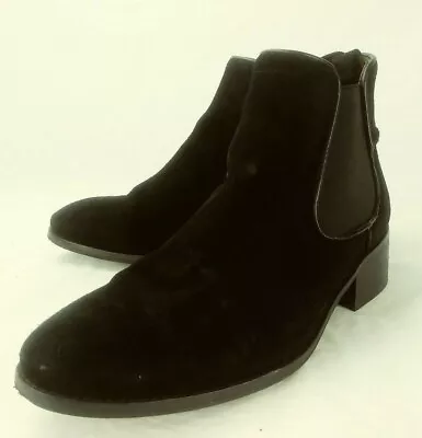 Modern Vintage Womens Boots Ankle Chelsea US 9 Black Suede Handmade Pull On 1578 • $17.47