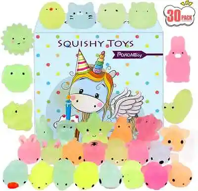 Mochi Squishy Toys Glow In The Dark For Party Favors - 30 Pack Mini Kawaii Cute • $19.43