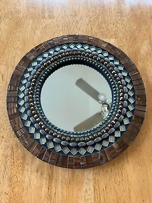 Angie Heinrich Mosaic Round Mirror Artwork - Gold Bronze Silver Colors • $75