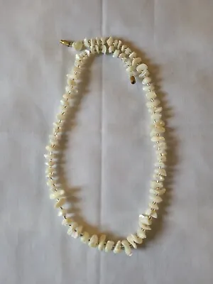 Vintage Mother Of Pearl Nugget Clear Bead Spacers Necklace (4.2) • $14.99