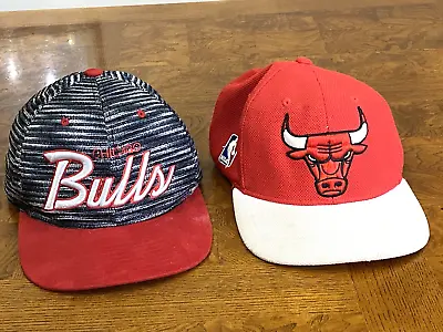 Lot Of 2 Chicago Bulls Hats Red Black White Mitchell And Ness Basketball Rare • $16