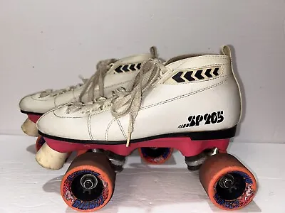 Vintage Womens SP205 Quad Racer Roller Skates Size 9 Pink Pacer Plates • $50