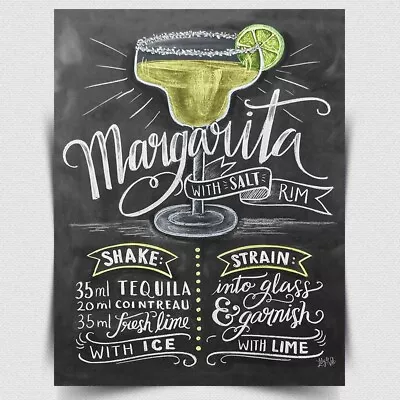 MARGARITA RECIPE SIGN METAL PLAQUE Tequila Cocktail Kitchen Bar Cafe Man Cave • £4.45