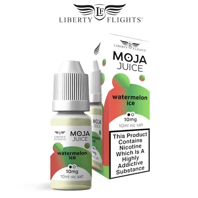 Moja Juice Vape E-Liquid Watermelon Ice 10mg Any Pen 10ml Nic Salt 50VG/50PG • £3.99