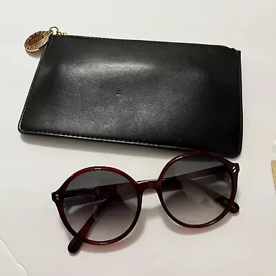 New Stella Mccartney Sunglasses Circle Circular Red Frames Black Lenses Case Nwt • $149.99